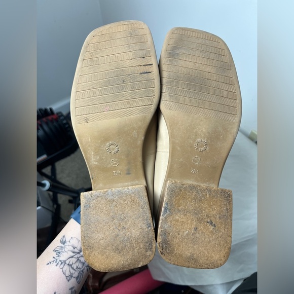 Westies Vintage Tan Square Toe Leather Chunky Heeled Mules size 7.5 - Picture 12 of 12